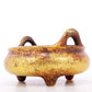 An exquisite gilt bronze censer with double ears and three legs