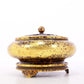 An exquisite gilt bronze censer with floral pattern and lid