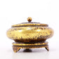 An exquisite gilt bronze censer with floral pattern and lid