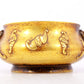 An exquisite gilt bronze bat-patterned lion-ear censer