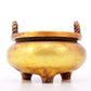 An exquisite gilt bronze censer with double ears and three legs