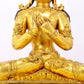 A solemn gilt bronze statue of Bodhisattva