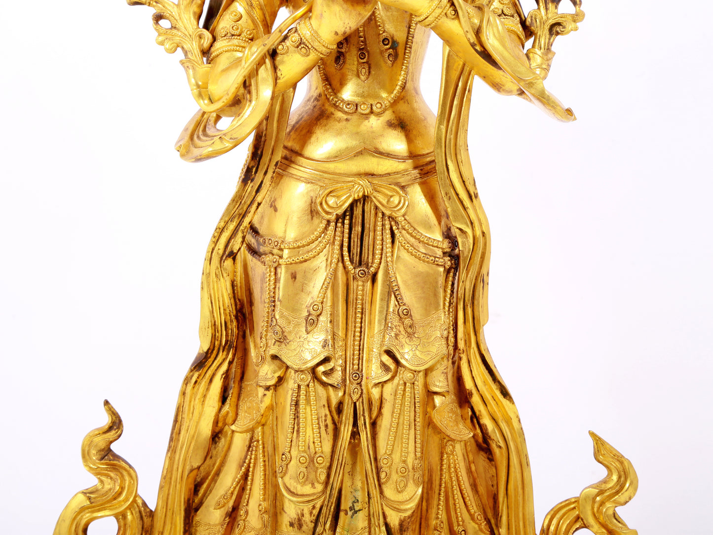 A majestic gilt bronze image of Manjushri Bodhisattva