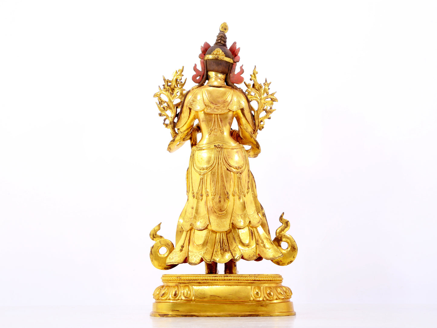 A majestic gilt bronze image of Manjushri Bodhisattva