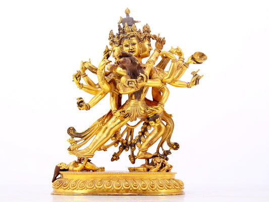 A majestic gilt bronze statue of the joyful Buddha