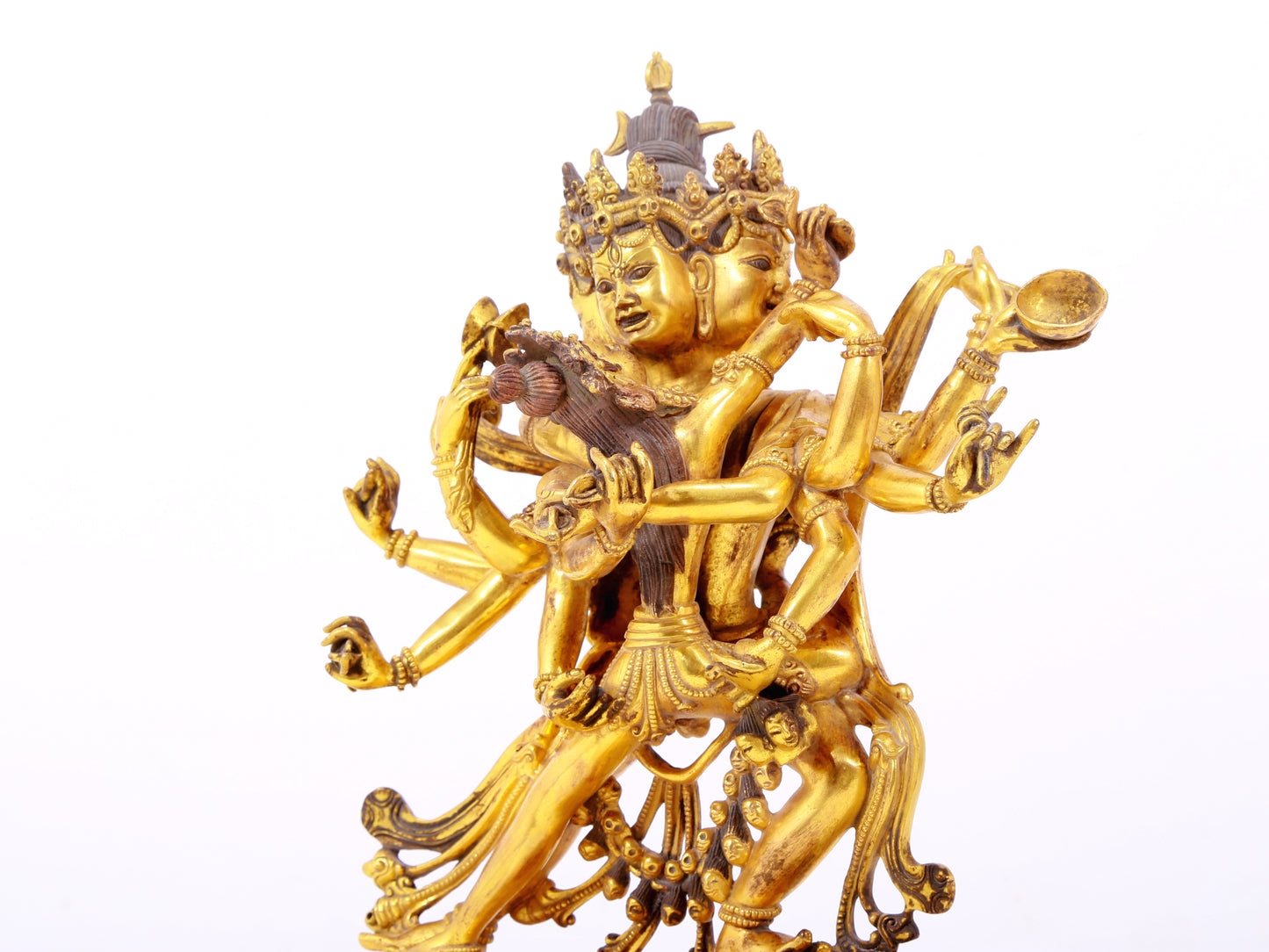 A majestic gilt bronze statue of the joyful Buddha