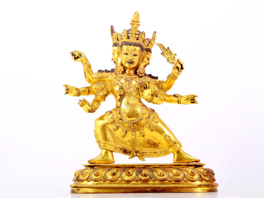 A solemn gilt bronze Vajra statue