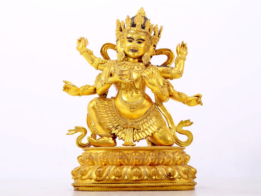 A solemn gilt bronze Vajra statue