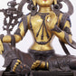 A solemn gilt bronze statue of green Tara