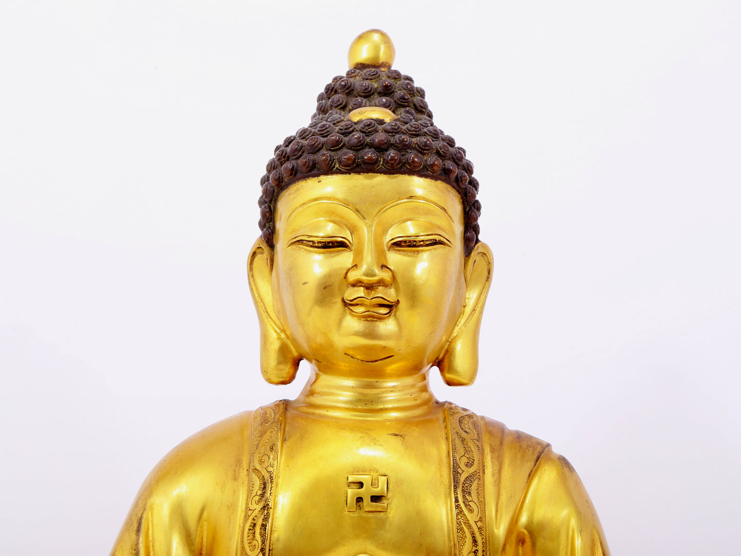 Three solemn gilt bronze statues of Sakyamuni