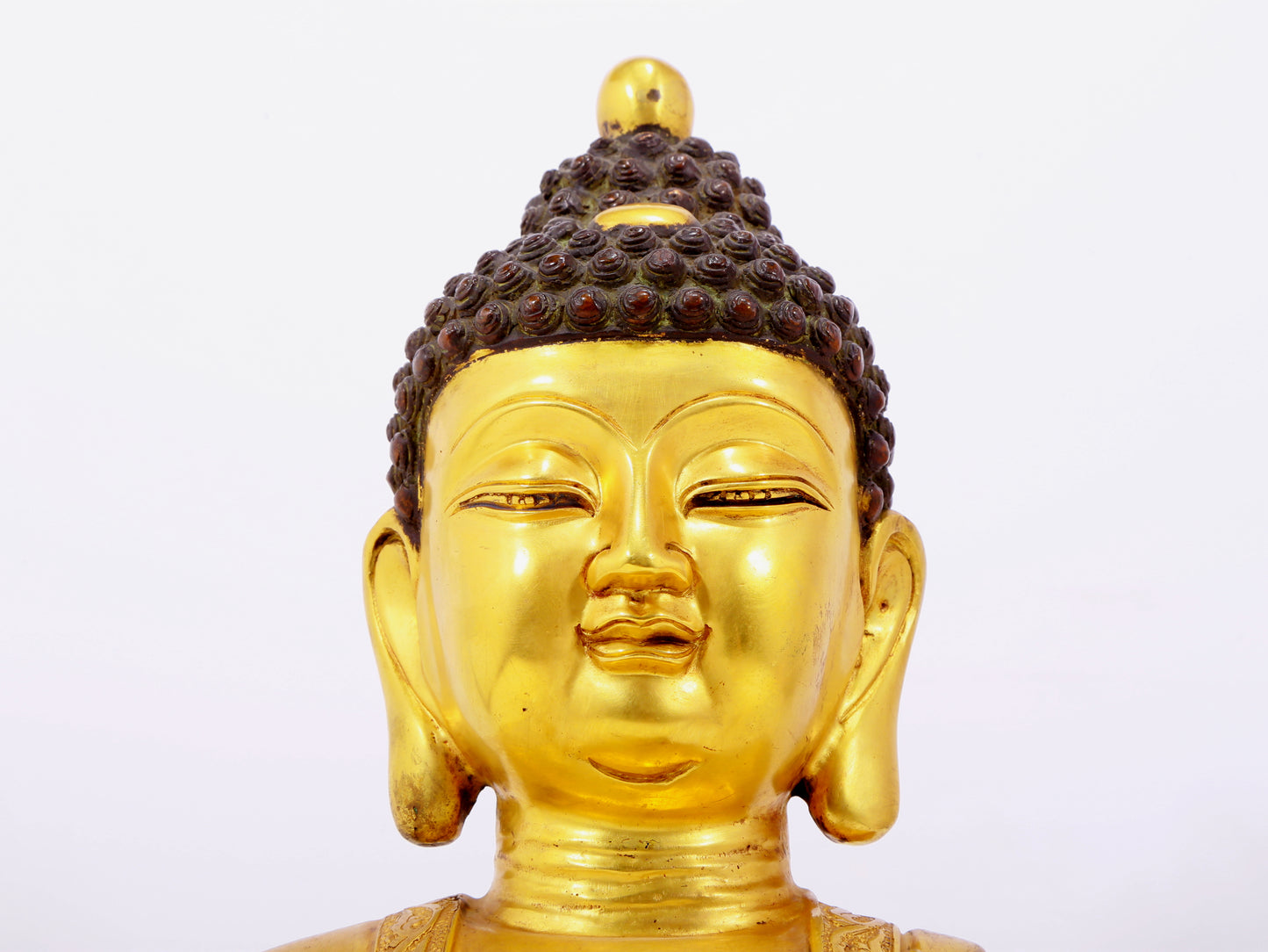 Three solemn gilt bronze statues of Sakyamuni