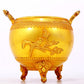 An exquisite gilt bronze elephant-patterned two-eared and tripod censer with lid