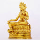 A solemn gilt bronze statue of green Tara