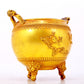 An exquisite gilt bronze elephant-patterned two-eared and tripod censer with lid