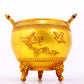 An exquisite gilt bronze elephant-patterned two-eared and tripod censer with lid