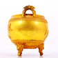 An exquisite gilt bronze elephant-patterned two-eared and tripod censer with lid