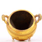 An exquisite gilt bronze elephant-patterned two-eared and tripod censer with lid