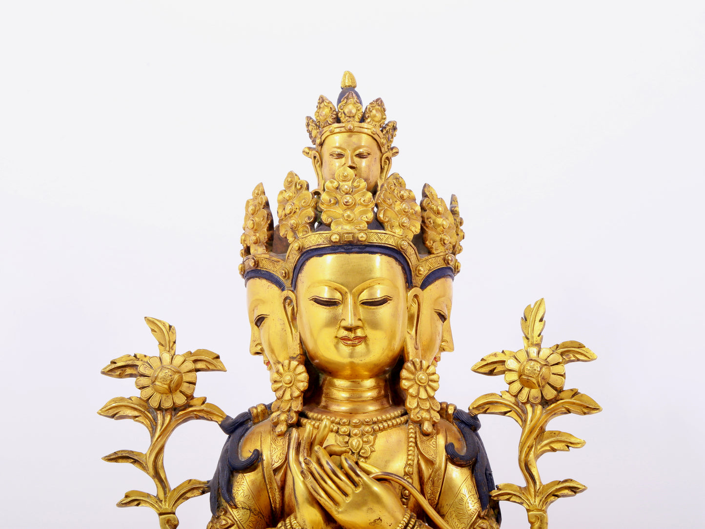 A solemn gilt bronze statue of Bodhisattva