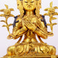 A solemn gilt bronze statue of Bodhisattva