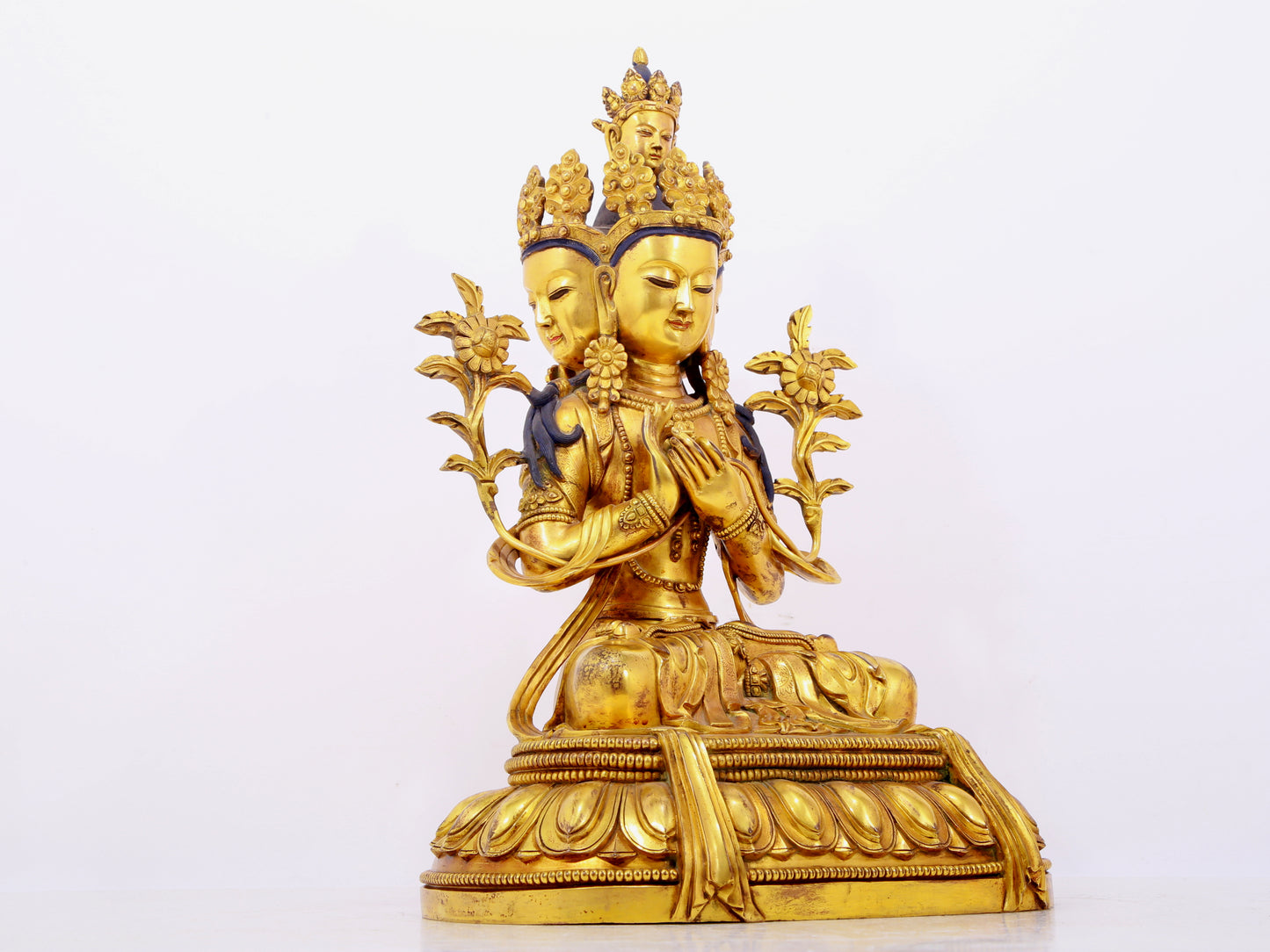 A solemn gilt bronze statue of Bodhisattva