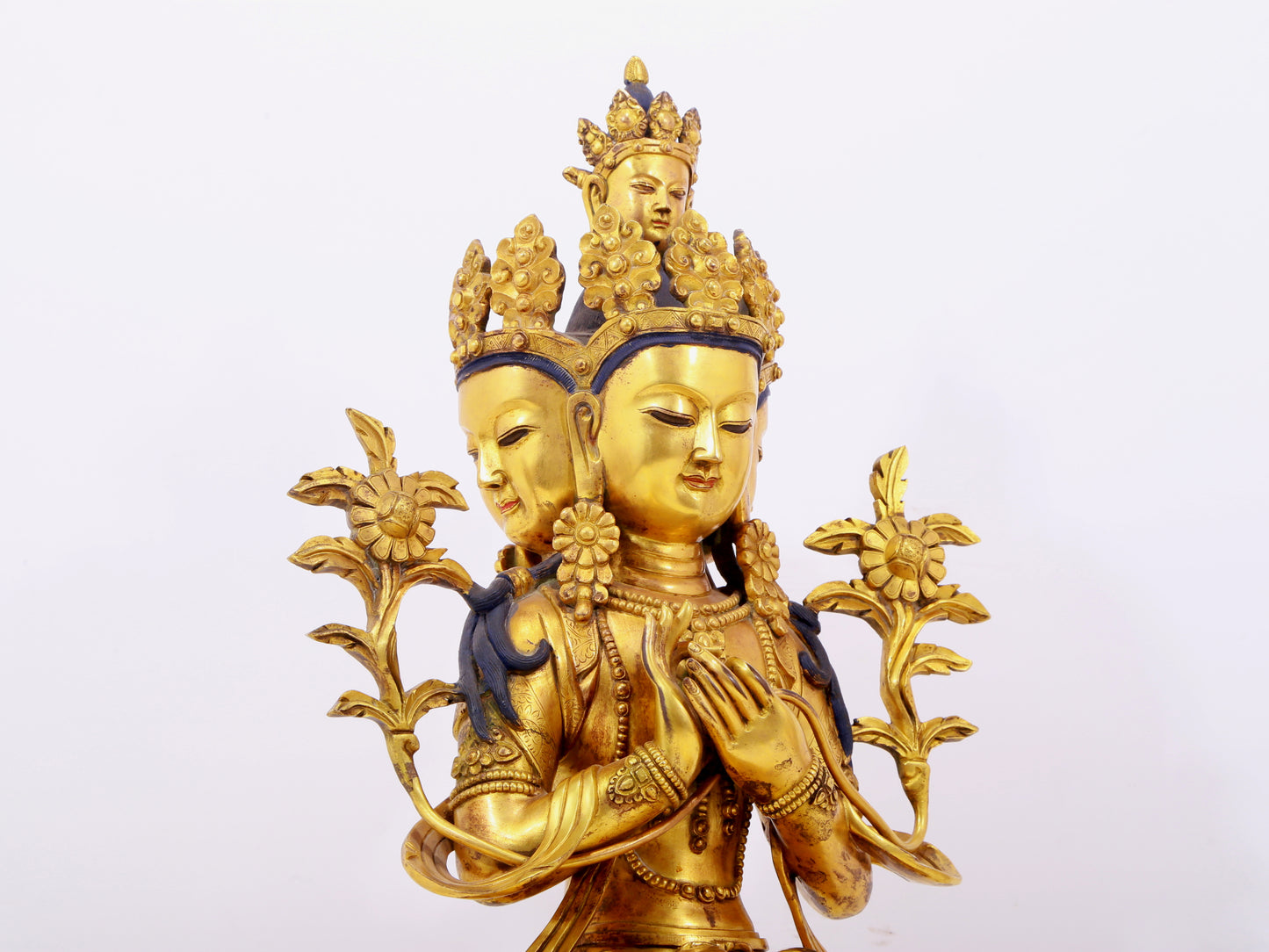 A solemn gilt bronze statue of Bodhisattva