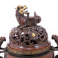 An exquisite gilt bronze double-eared and tripod censer with chilong pattern and lid