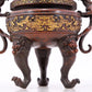 An exquisite gilt bronze double-eared and tripod censer with chilong pattern and lid