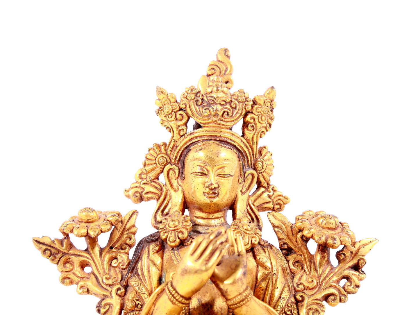 solemn gilt bronze statue of Tara