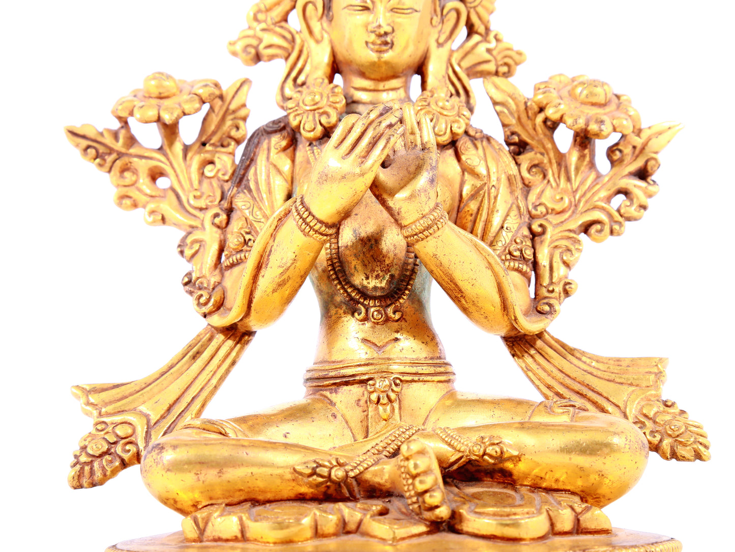 solemn gilt bronze statue of Tara