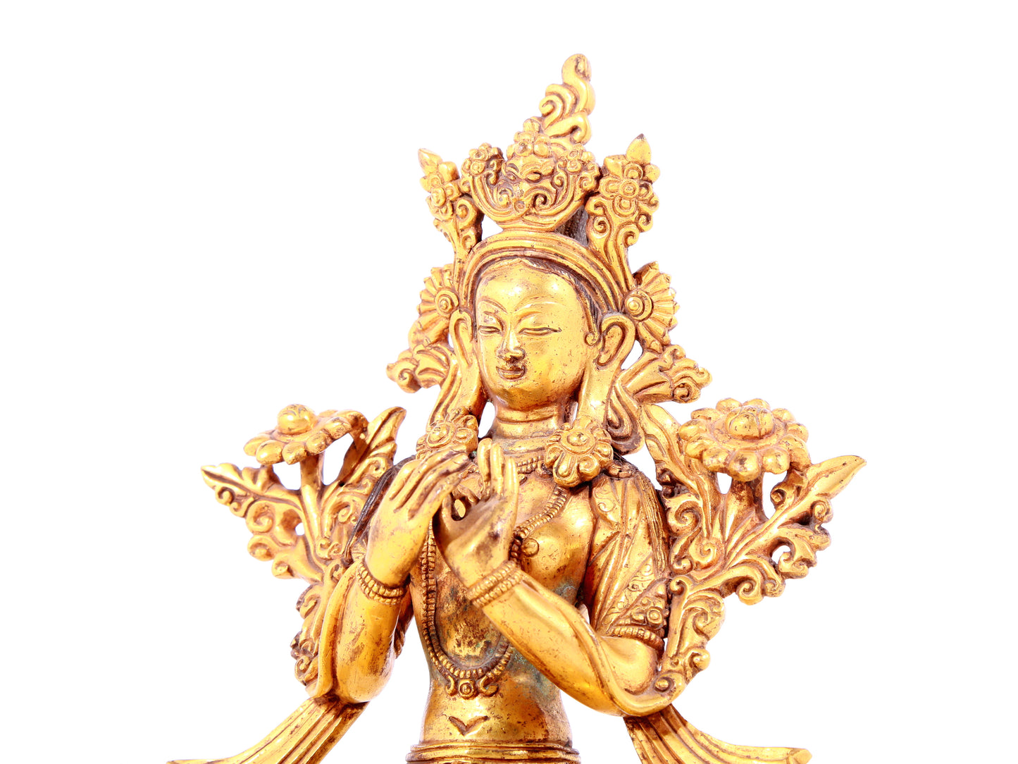 solemn gilt bronze statue of Tara