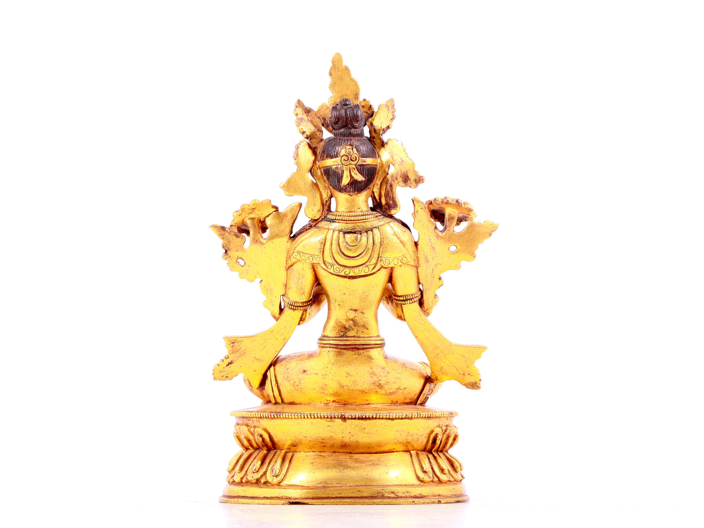 solemn gilt bronze statue of Tara