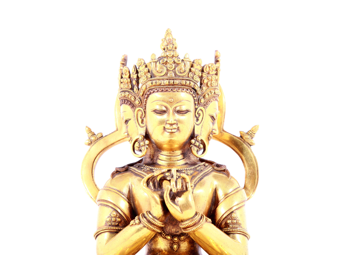 A solemn gilt bronze statue of Bodhisattva