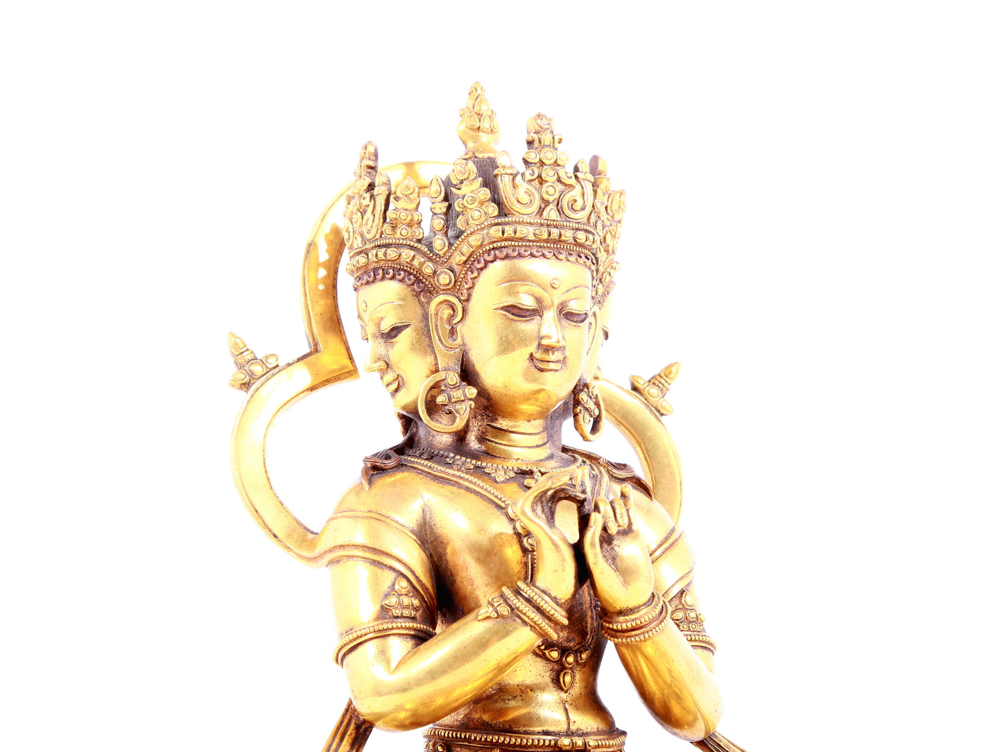 A solemn gilt bronze statue of Bodhisattva