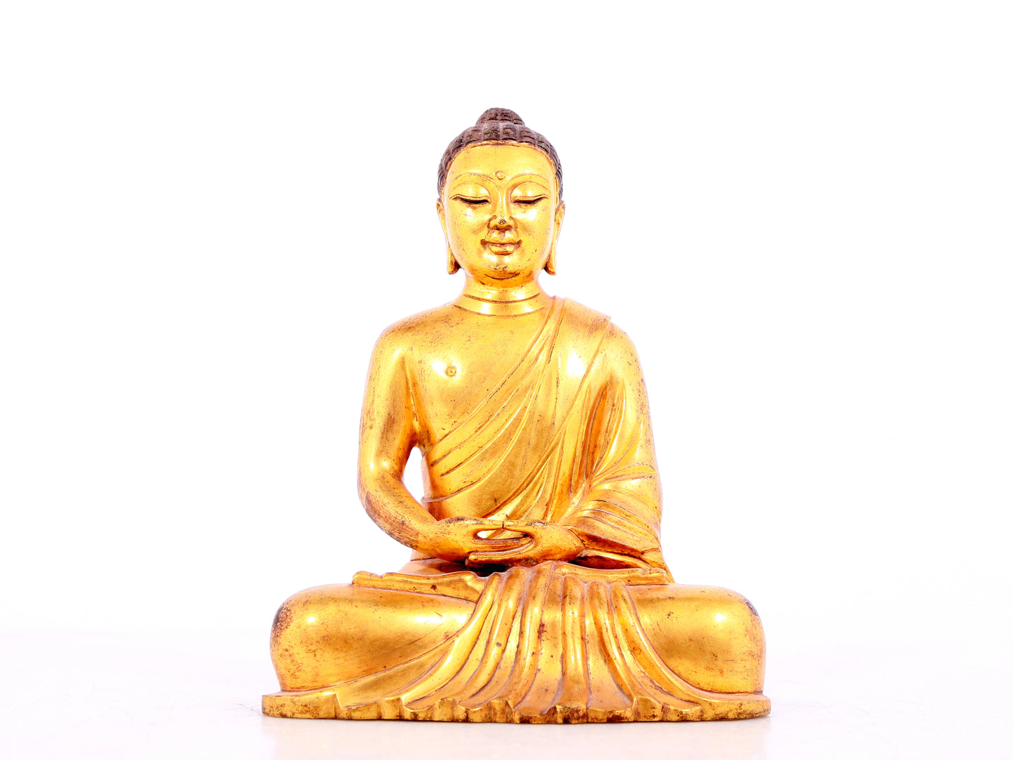 Three solemn gilt bronze statues of Sakyamuni