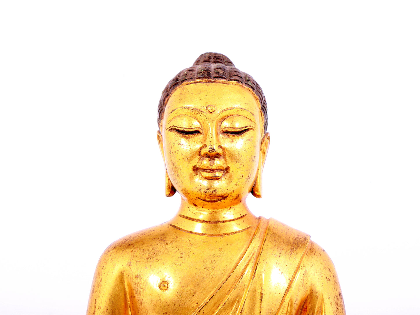 Three solemn gilt bronze statues of Sakyamuni