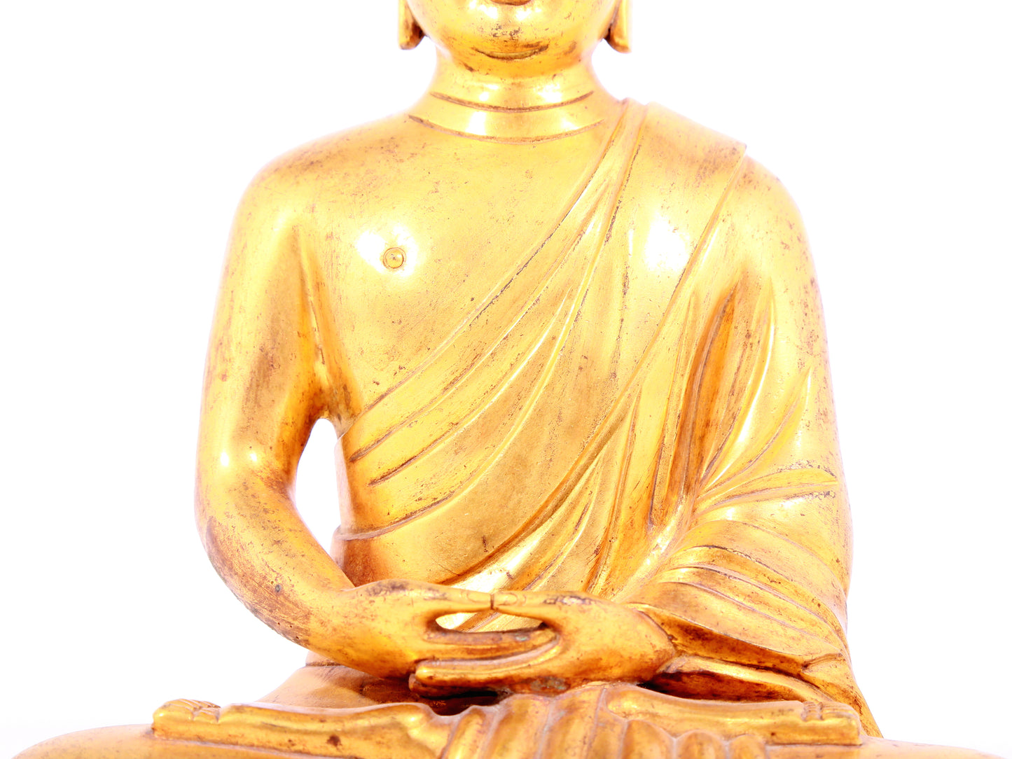 Three solemn gilt bronze statues of Sakyamuni