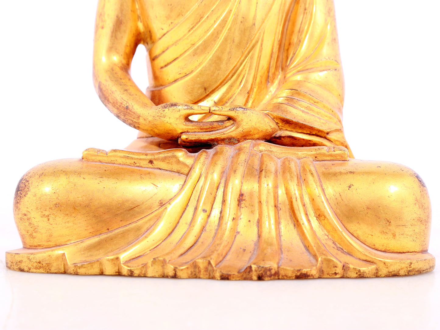 Three solemn gilt bronze statues of Sakyamuni