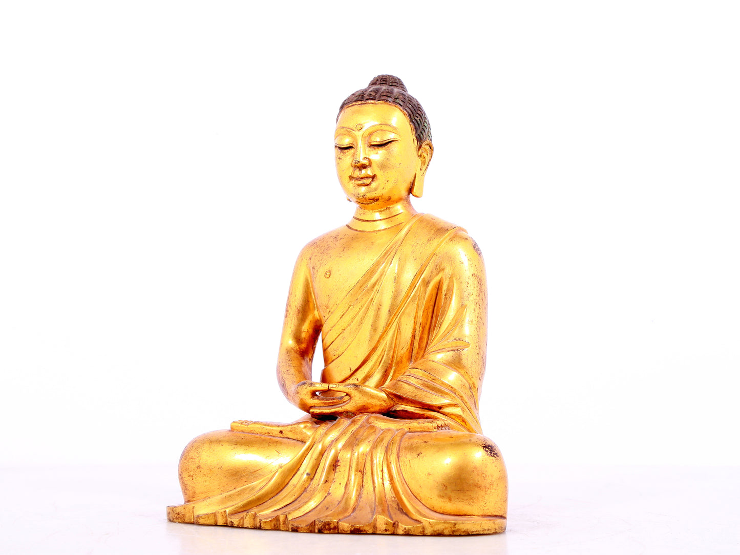 Three solemn gilt bronze statues of Sakyamuni