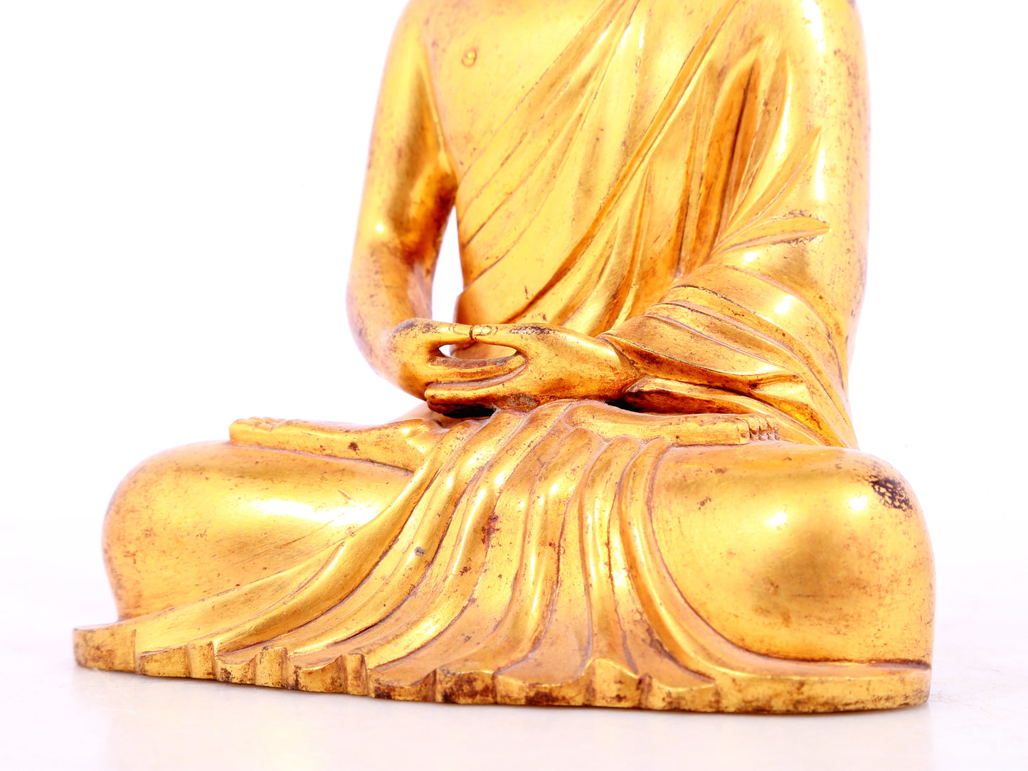 Three solemn gilt bronze statues of Sakyamuni