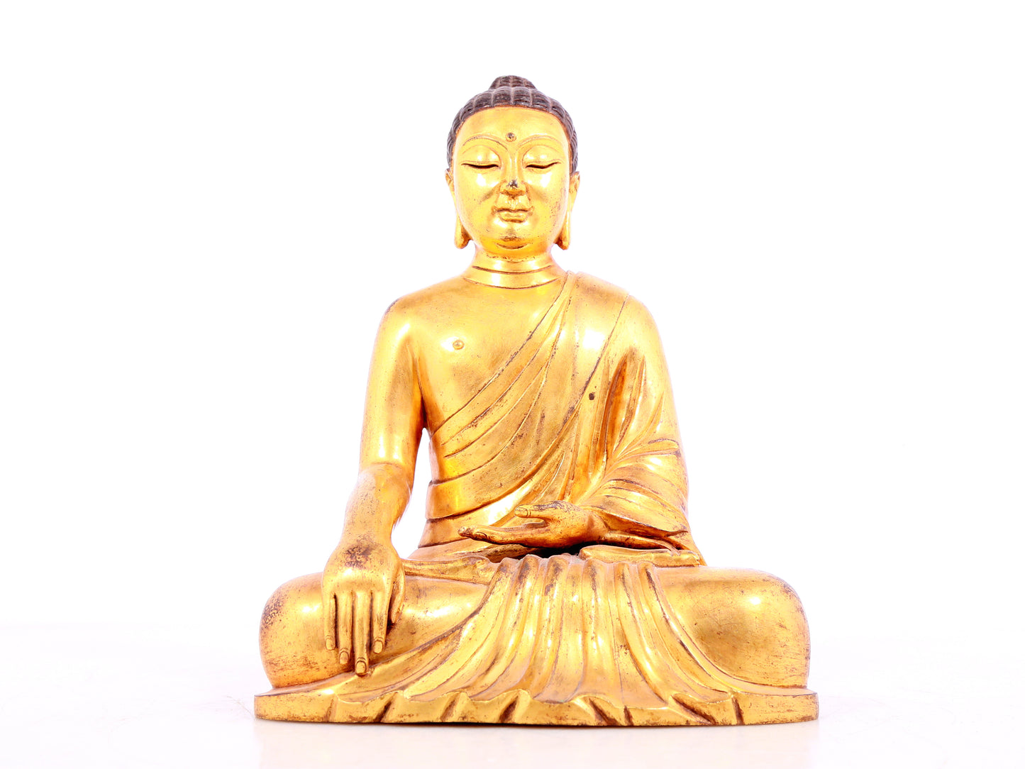 Three solemn gilt bronze statues of Sakyamuni