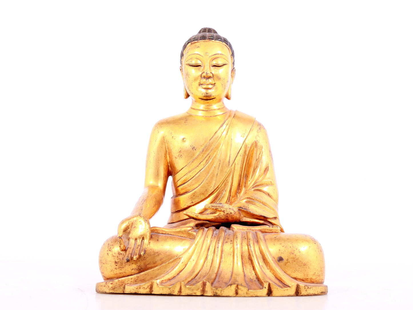 Three solemn gilt bronze statues of Sakyamuni