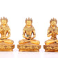 Three statues of a solemn gilt-bronze Bodhisattva