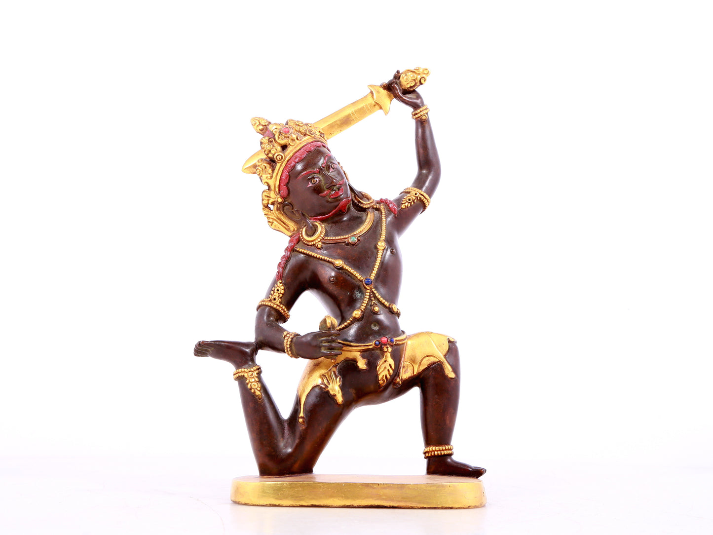 A solemn gilt bronze Vajra statue