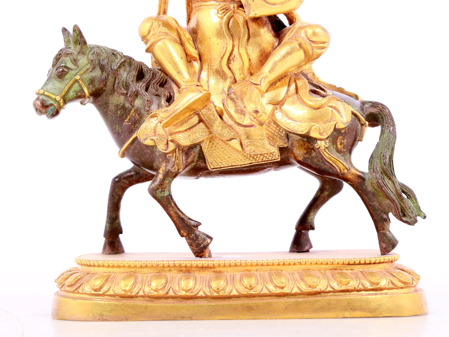 A solemn gilt bronze equestrian Vajra statue