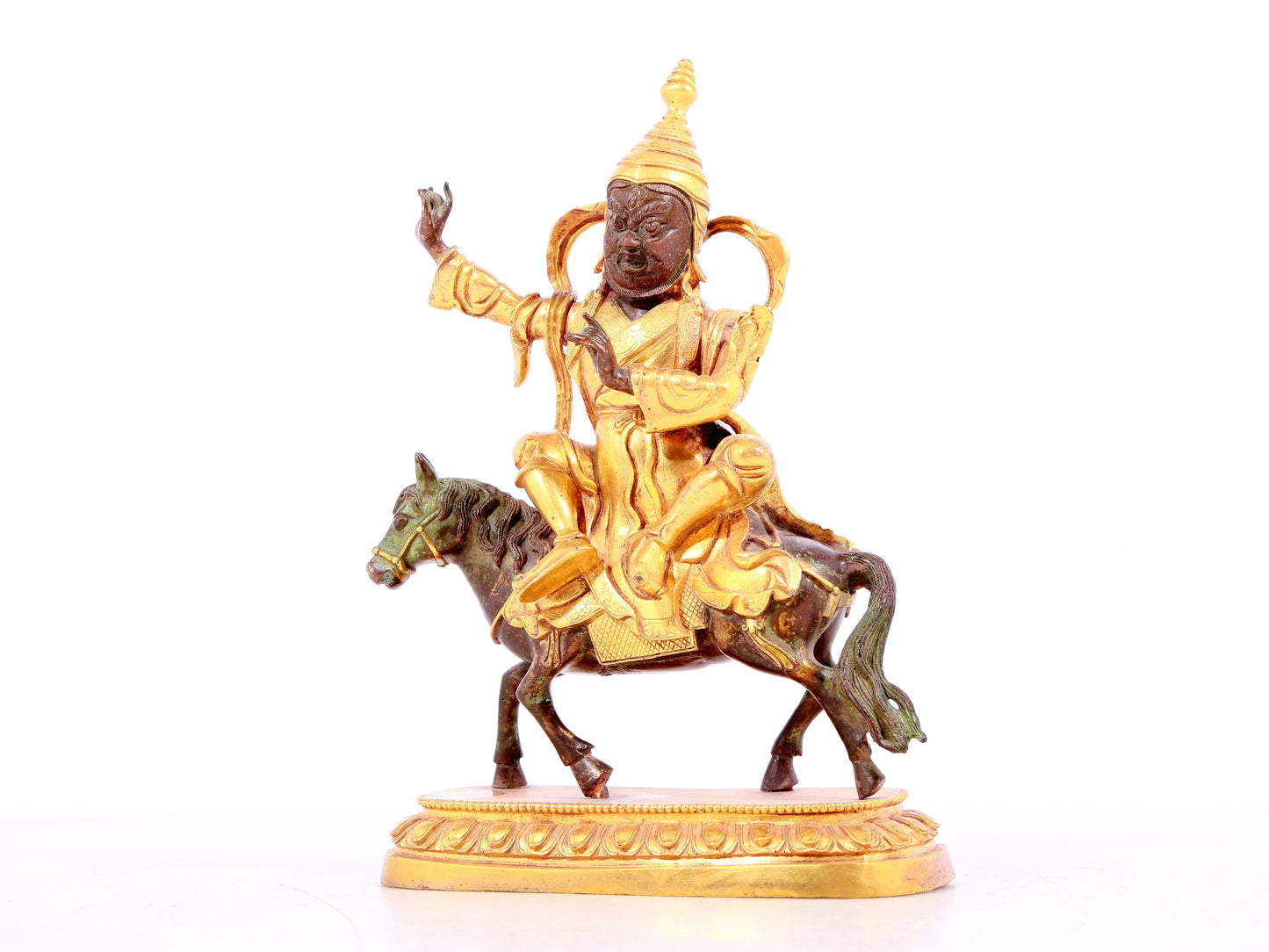 A solemn gilt bronze equestrian Vajra statue