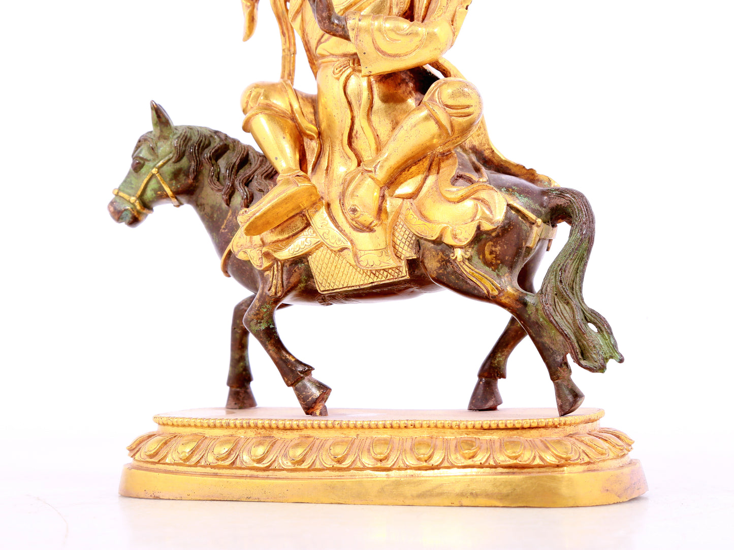 A solemn gilt bronze equestrian Vajra statue