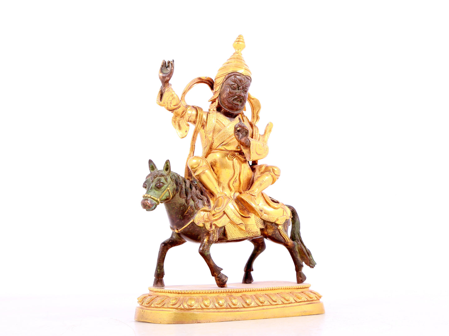 A solemn gilt bronze equestrian Vajra statue