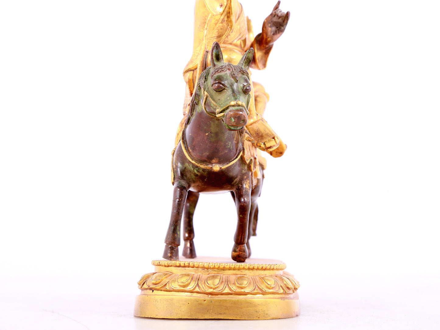 A solemn gilt bronze equestrian Vajra statue