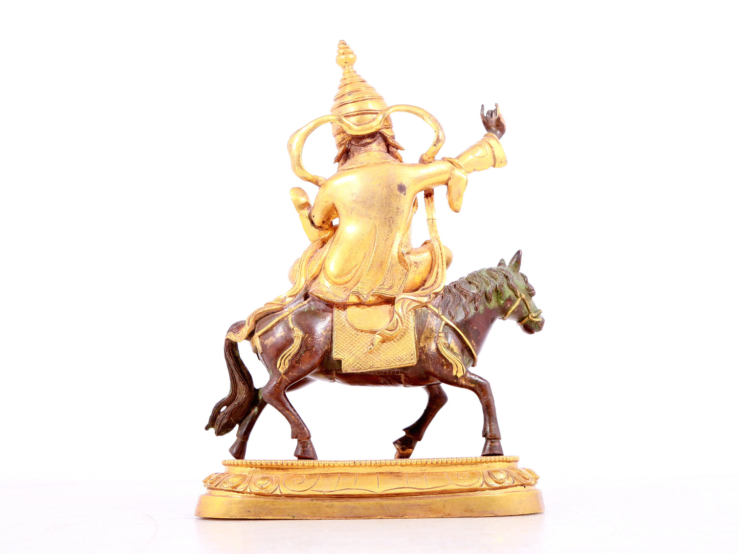 A solemn gilt bronze equestrian Vajra statue