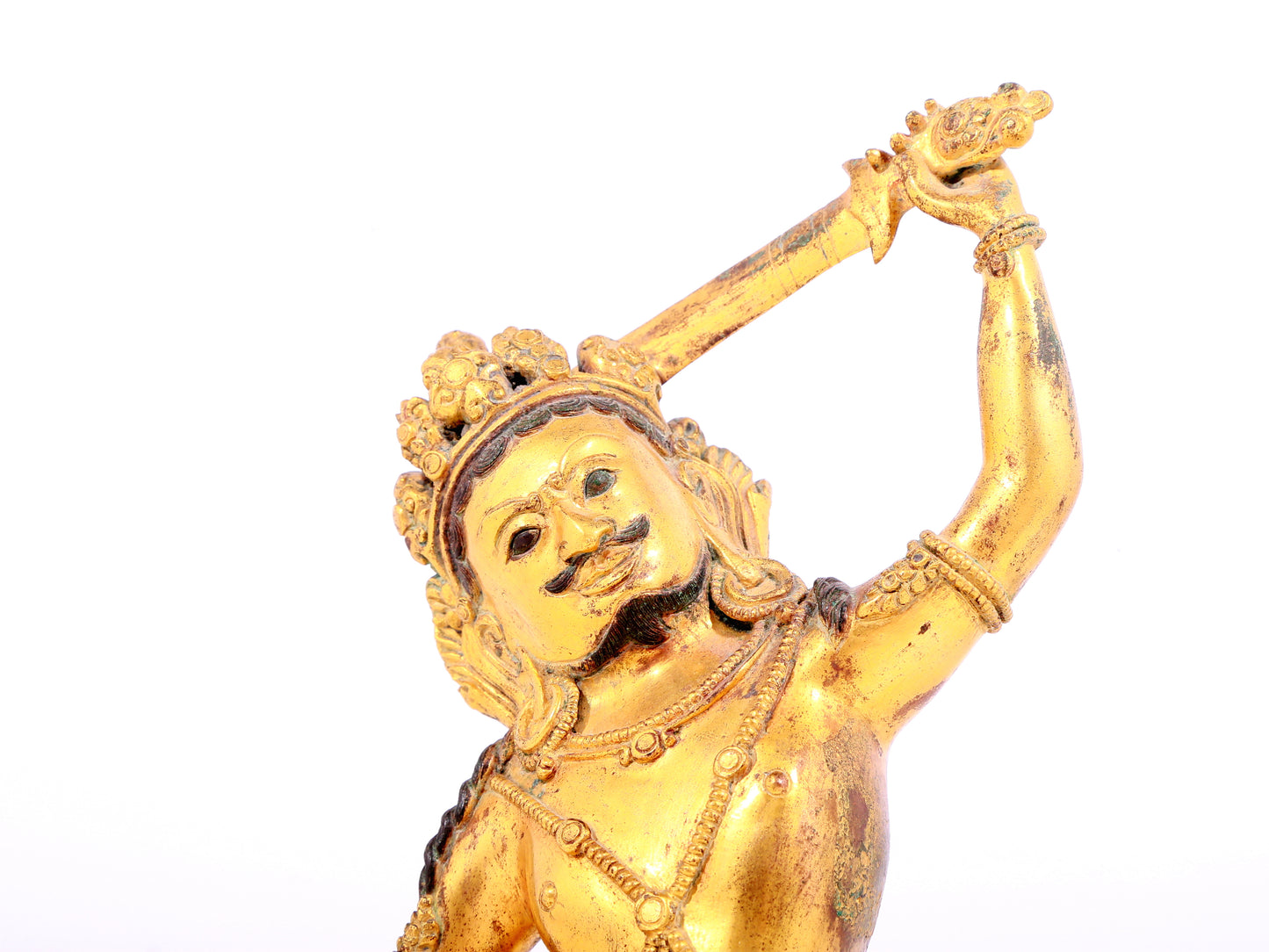 A solemn gilt bronze Vajra statue